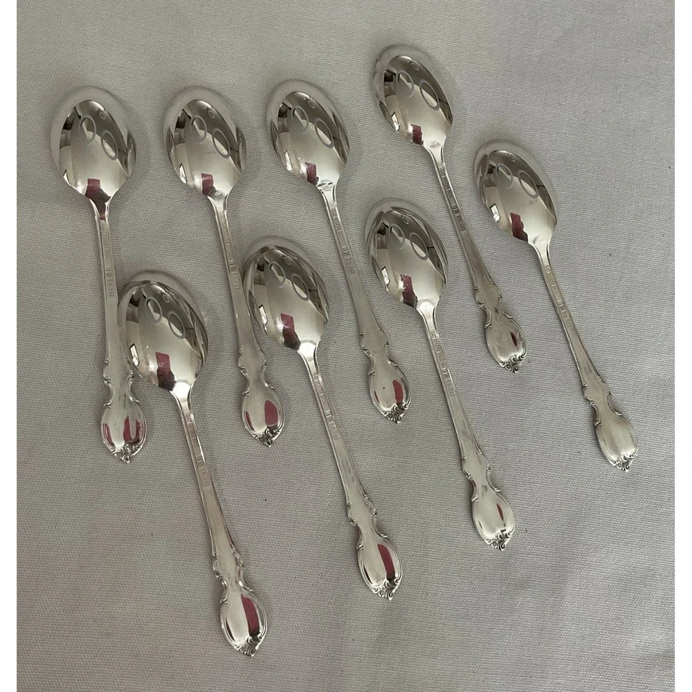 1847 Rogers Bros Teaspoons SI Silverplate Reflection Spoons Lot of 8 Vintage